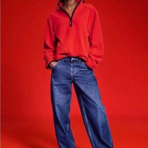 Old Navy Red Relaxed Fleece Sweater